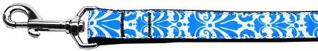 Damask Nylon Dog Leash 4 Foot Blue