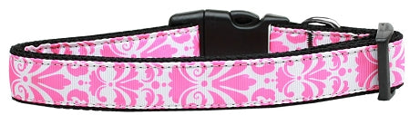 Damask Light Pink Nylon Dog Collar Xl