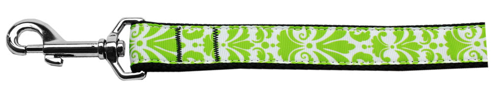 Damask Lime Green Nylon Dog Leash 5-8 Inch Wide 4ft Long