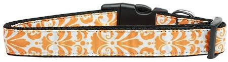 Damask Nylon Dog Collar Medium Orange