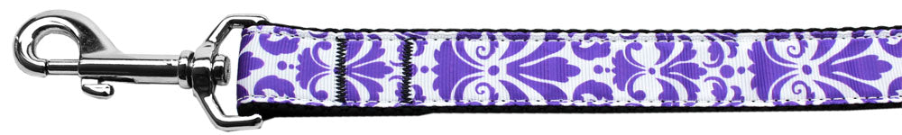 Damask Purple Nylon Dog Leash 3-8 Inch Wide 4ft Long