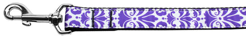 Damask Purple Nylon Dog Leash 3-8 Inch Wide 6ft Long