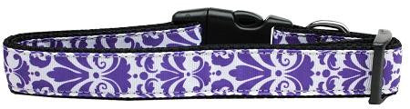 Damask Nylon Dog Collar Medium Purple