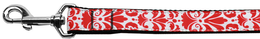 Damask Red Nylon Dog Leash 3-8 Inch Wide 6ft Long