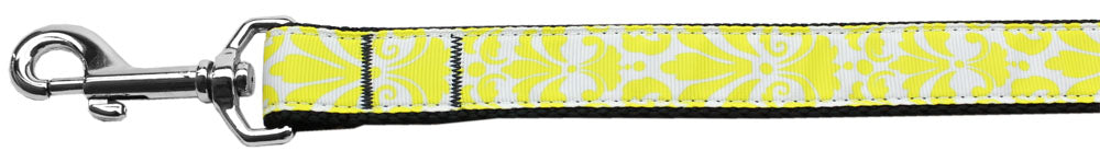 Damask Yellow Nylon Dog Leash 3-8 Inch Wide 4ft Long