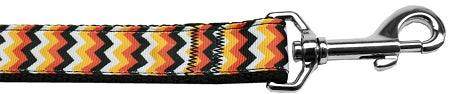 Pumpkin Chevrons Nylon Dog Leash 3-8 Inch Wide 6ft Long