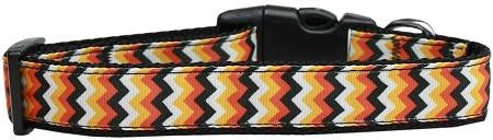 Pumpkin Chevrons Nylon Dog Collar Large