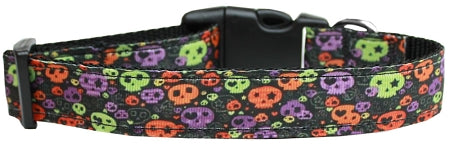 Confetti Skulls Nylon Dog Collar Medium Narrow