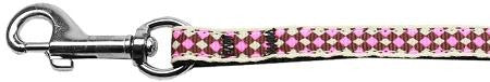 Pink Checkers Nylon Dog Leash 3-8 wide 6Ft Lsh