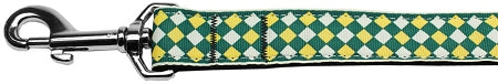 Green Checkers Nylon Dog Leash 5-8 Inch Wide 4ft Long