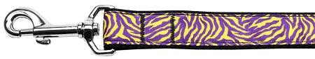 Purple and Yellow Tiger Stripes Nylon Dog Leash 6 Foot