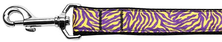 Purple And Yellow Tiger Stripes Nylon Dog Leash 5-8 Inch Wide 4ft Long