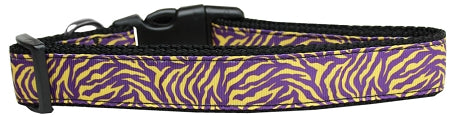 Purple And Yellow Tiger Stripes Nylon Cat Collar