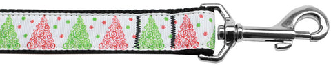 Fancy Schmancy Christmas Tree Nylon Dog Leash 3-8 Inch Wide 4ft Long