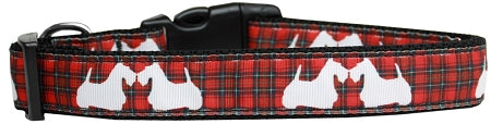 Red Plaid Scottie Pups Nylon Cat Collar