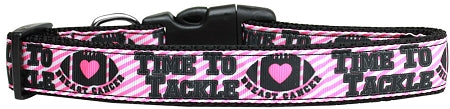 Tackle Breast Cancer Nylon Dog Collar Sm