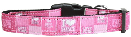 I Heart Pink Nylon Dog Collar Xs