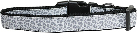 Silver Leopard Nylon Dog Collar Xl