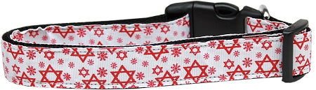 Red Star Of David Nylon Dog Collar Medium Narrow