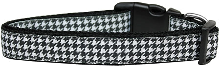 Black Houndstooth Nylon Dog Collar Xs