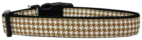 Brown Houndstooth Nylon Dog Collar Xs