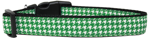 Emerald Green Houndstooth Nylon Dog Collar Xs