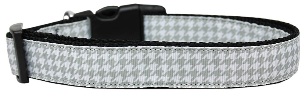 Grey Houndstooth Nylon Cat Collar