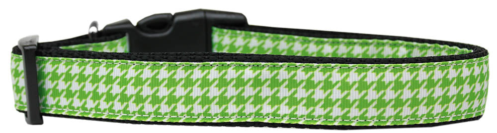 Lime Green Houndstooth Nylon Dog Collar Medium Narrow