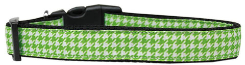 Lime Green Houndstooth Nylon Dog Collar Medium