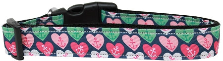 Anchor Candy Hearts Nylon Dog Collar Xs