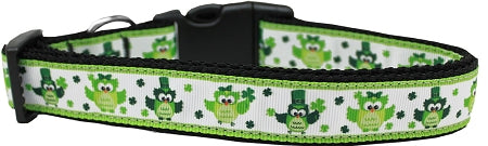 St. Patty's Day Party Owls Nylon Cat Collar