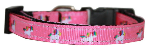 Pink Unicorn Nylon Dog Collar Xs