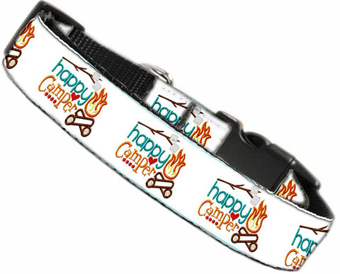 Happy Camper Nylon Dog Collar Lg