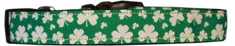 Shamrocks Nylon Dog Collar Md Narrow