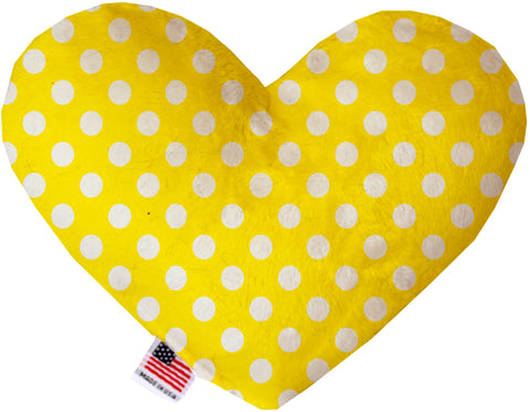 Sunny Yellow Swiss Dots 6 Inch Canvas Heart Dog Toy