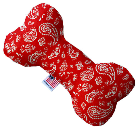 Red Western 10 Inch Canvas Bone Dog Toy