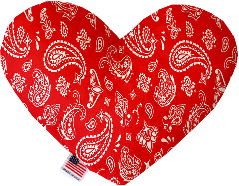 Red Western 6 Inch Canvas Heart Dog Toy