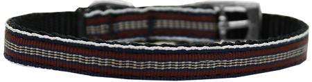 Preppy Stripes Nylon Dog Collar with classic buckles 3-8" Brown-Khaki Size 14