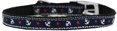 Anchors Nylon Dog Collar with classic buckle 3-8" Blue Size 8