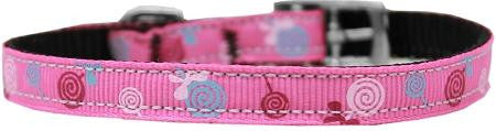 Lollipops Nylon Dog Collar with classic buckle 3-8" Pink Size 10