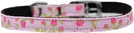 Roses Nylon Dog Collar with classic buckle 3-8" Pink Size 12