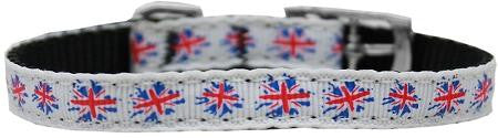 Graffiti Union Jack(UK Flag) Nylon Dog Collar with classic buckle 3-8" Size 10