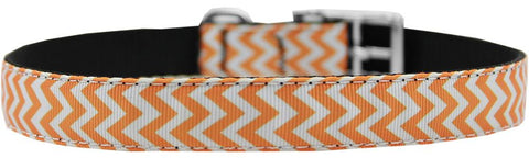 Chevrons Nylon Dog Collar with classic buckle 3-4" Orange Size 12