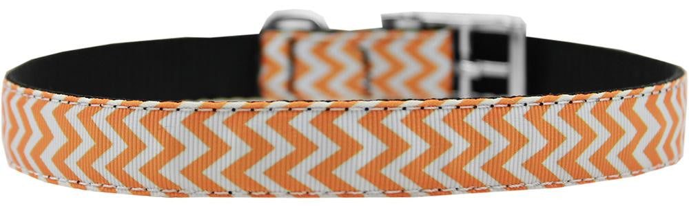 Chevrons Nylon Dog Collar with classic buckle 3-4" Orange Size 24