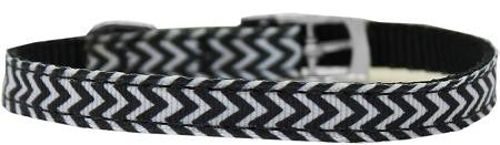 Chevrons Nylon Dog Collar with classic buckle 3-8" Black Size 12