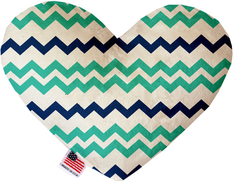 Aquatic Chevron 6 Inch Canvas Heart Dog Toy