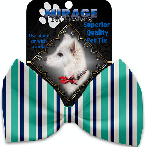 Aquatic Stripes Pet Bow Tie Collar Accessory With Velcro