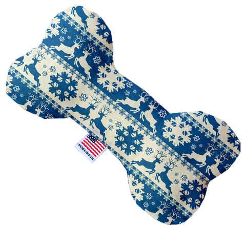 Blue Reindeer 6 Inch Canvas Bone Dog Toy