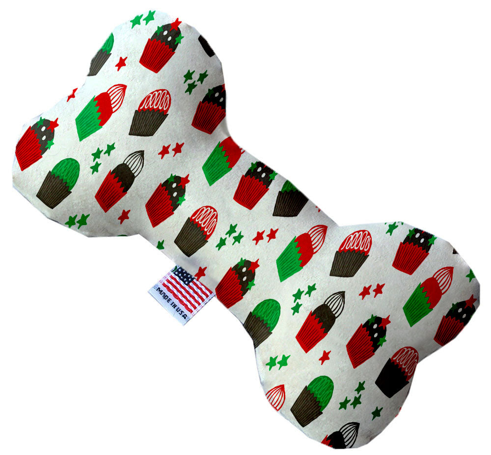 Christmas Cupcakes 8 Inch Canvas Bone Dog Toy