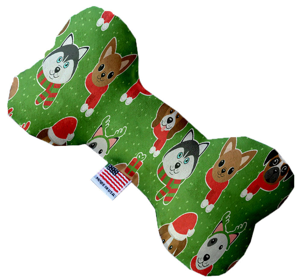 Christmas Dogs 8 Inch Canvas Bone Dog Toy